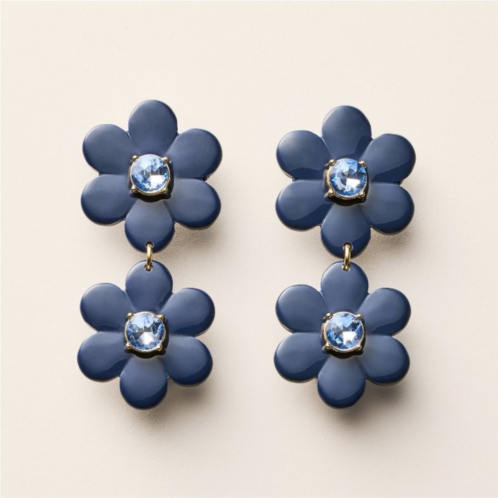KATE SPADE Floral Linear Earrings Blue LIMITED EDITION